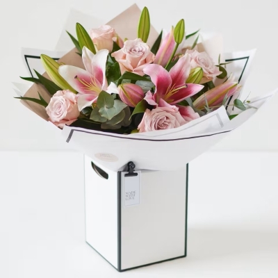 Beautifully Simple Pink Rose and Lily Bouquet