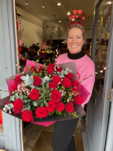 24 Red Rose Hand Tied